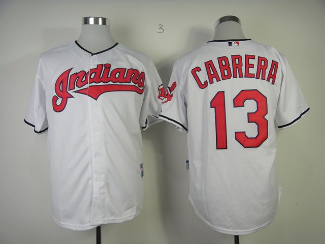 Men Cleveland Indians 13 Cabrera White MLB Jerseys